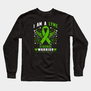 I Am A Lyme Disease Warrior Green Awareness Ribbon Long Sleeve T-Shirt